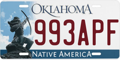 OK license plate 993APF
