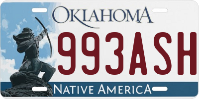 OK license plate 993ASH