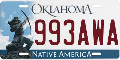 OK license plate 993AWA