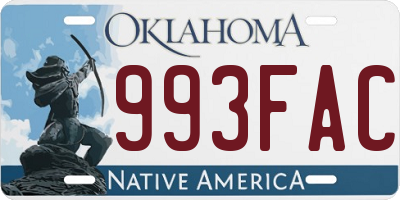 OK license plate 993FAC