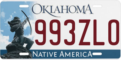 OK license plate 993ZLO