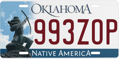 OK license plate 993ZOP