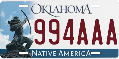 OK license plate 994AAA
