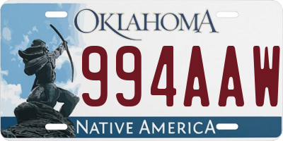 OK license plate 994AAW