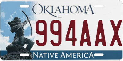 OK license plate 994AAX