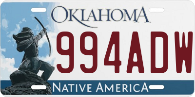 OK license plate 994ADW