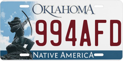 OK license plate 994AFD