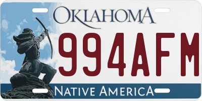 OK license plate 994AFM