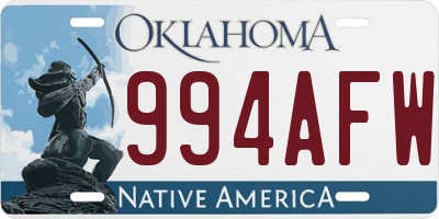 OK license plate 994AFW