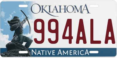 OK license plate 994ALA