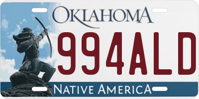 OK license plate 994ALD