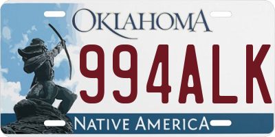 OK license plate 994ALK