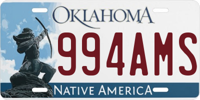 OK license plate 994AMS