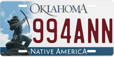 OK license plate 994ANN