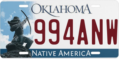 OK license plate 994ANW