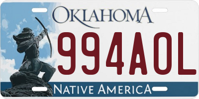 OK license plate 994AOL