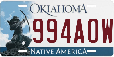 OK license plate 994AOW