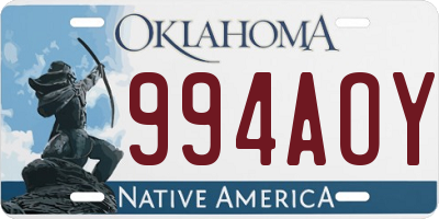 OK license plate 994AOY