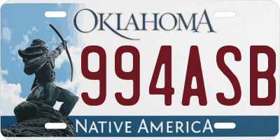 OK license plate 994ASB