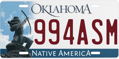 OK license plate 994ASM