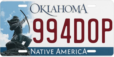 OK license plate 994DOP