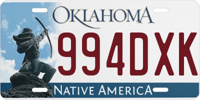 OK license plate 994DXK
