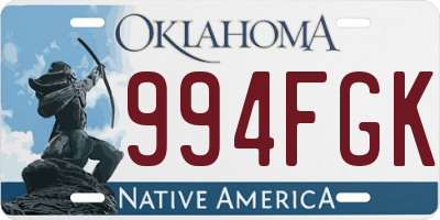 OK license plate 994FGK