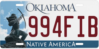 OK license plate 994FIB