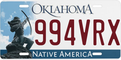 OK license plate 994VRX