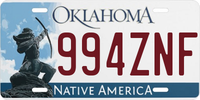 OK license plate 994ZNF