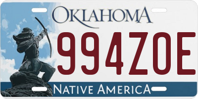 OK license plate 994ZOE