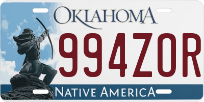 OK license plate 994ZOR