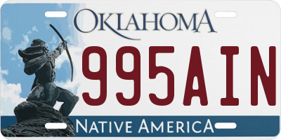 OK license plate 995AIN
