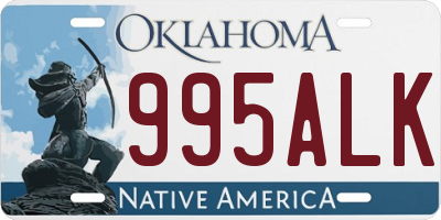 OK license plate 995ALK