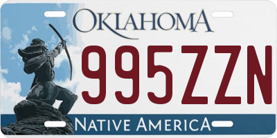 OK license plate 995ZZN