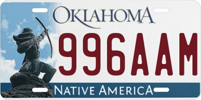 OK license plate 996AAM