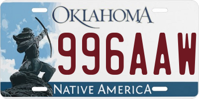 OK license plate 996AAW