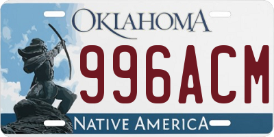 OK license plate 996ACM
