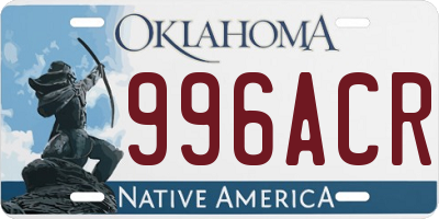 OK license plate 996ACR