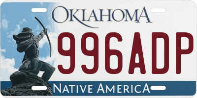 OK license plate 996ADP