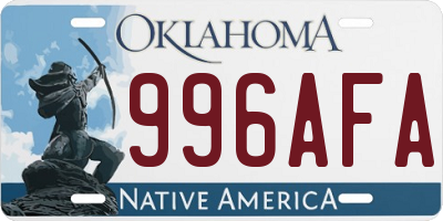 OK license plate 996AFA
