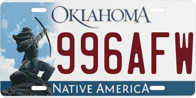 OK license plate 996AFW