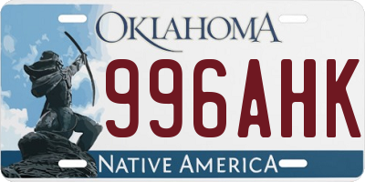 OK license plate 996AHK