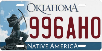 OK license plate 996AHO