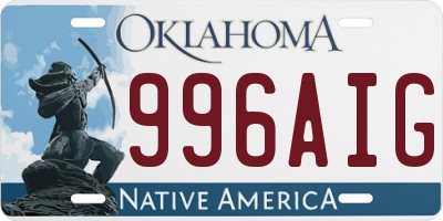 OK license plate 996AIG