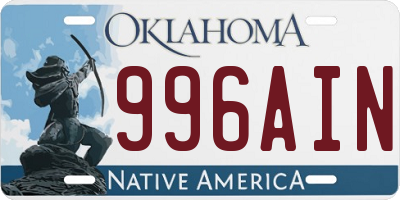 OK license plate 996AIN