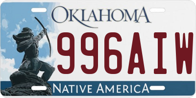 OK license plate 996AIW