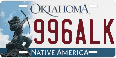 OK license plate 996ALK