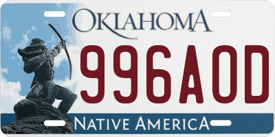OK license plate 996AOD