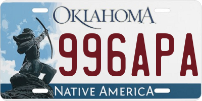 OK license plate 996APA